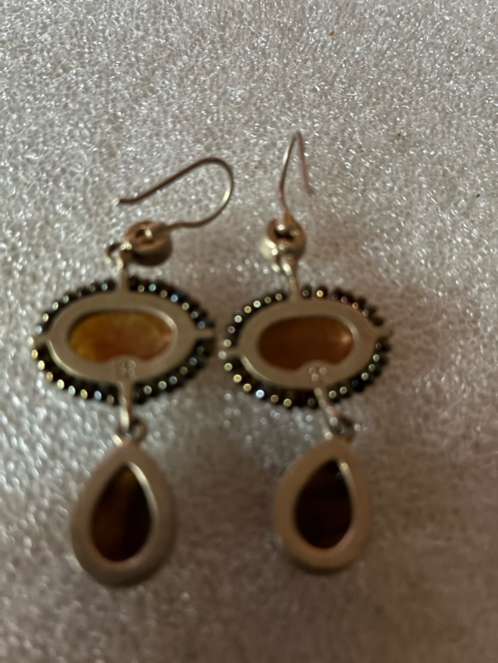 Vintage-Style Brown Stone Drop Earrings LC - Picture 3 of 3